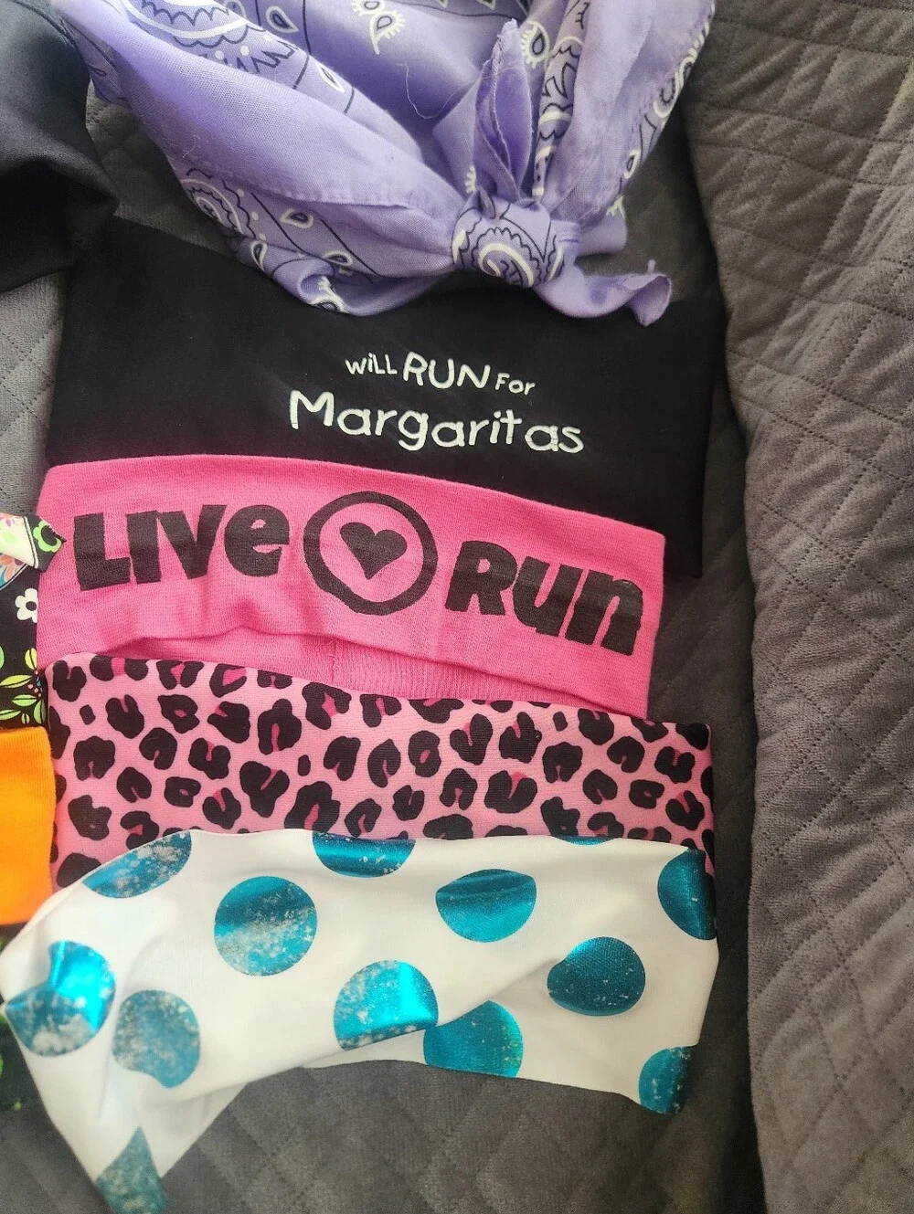 Assorted Running Headbands , A Hat and A Bandana - Mixed Colors , Sayings
